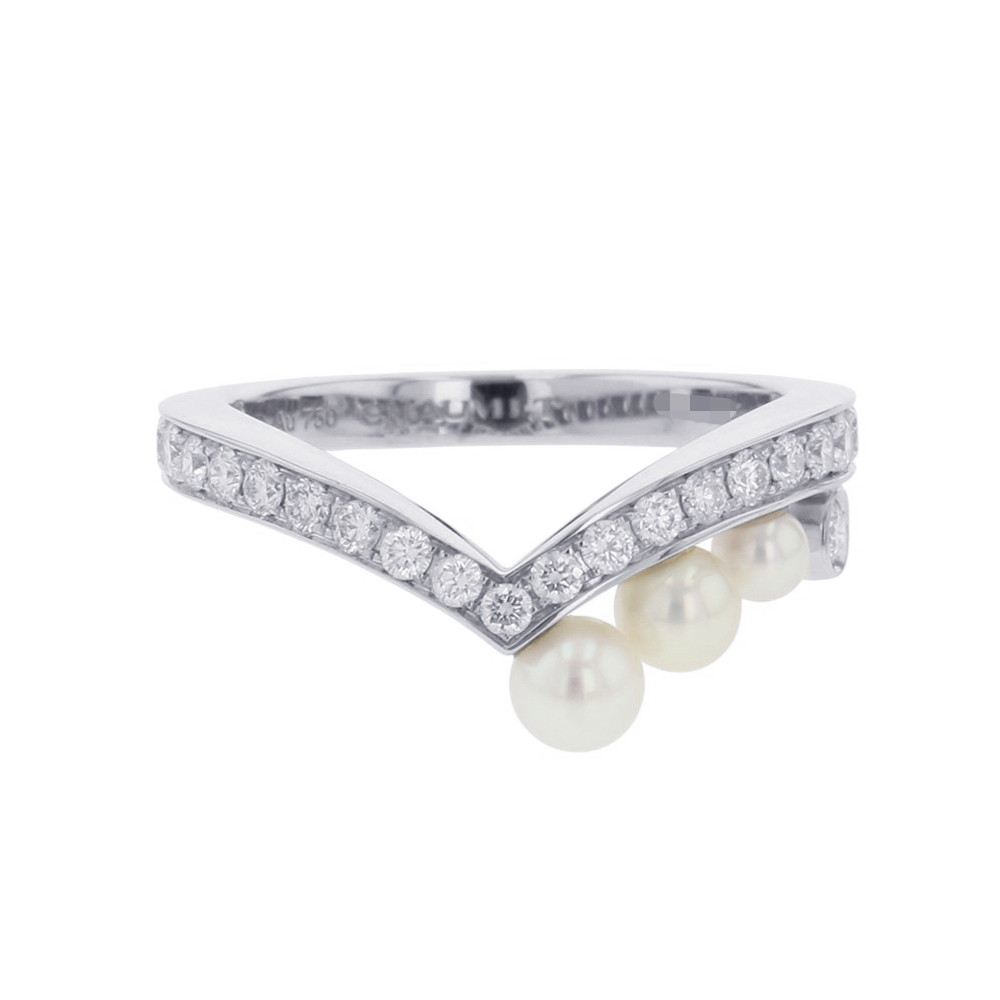 ショーメ リング ジョゼフィーヌ エグレット ダイヤ 24P 計0.40ct/養殖アコヤパール 3P 計1.05ct K18WG サイズ50 083290 【安心保証】 【中古】 ショーメ ジョゼフィーヌ コレクション ダイヤモンド あこや真珠 パール CHAUMET ホワイトゴールド 中古