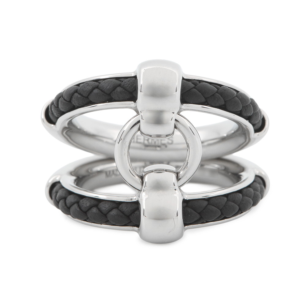 楽天市場】エルメス 指輪 ルーリーリング レザー H金具 ブラック ＃19