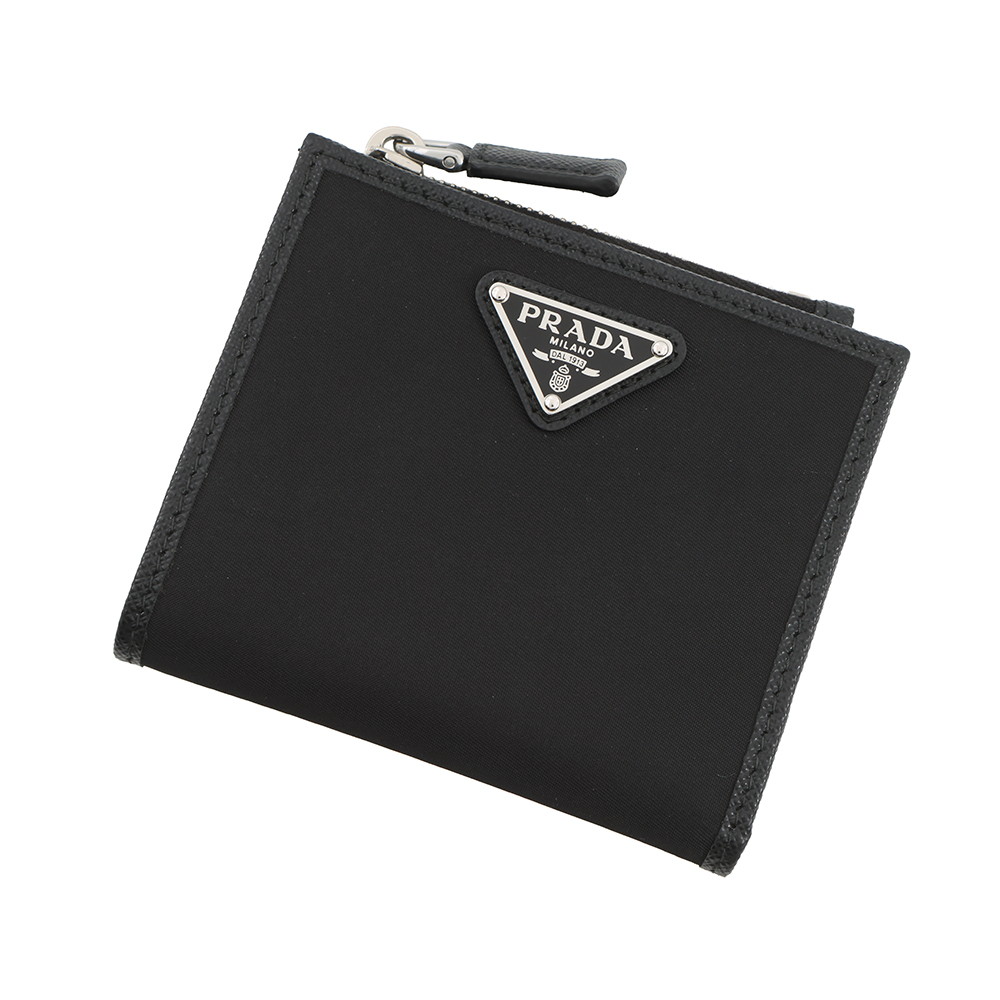 プラダ 二つ折り財布 Re-Nylon トライアングルロゴ コンパクトウォレット ナイロン 2ML049 PRADA 黒 【安心保証】 【中古】 プラダ 財布 メンズ PRADA WALLET