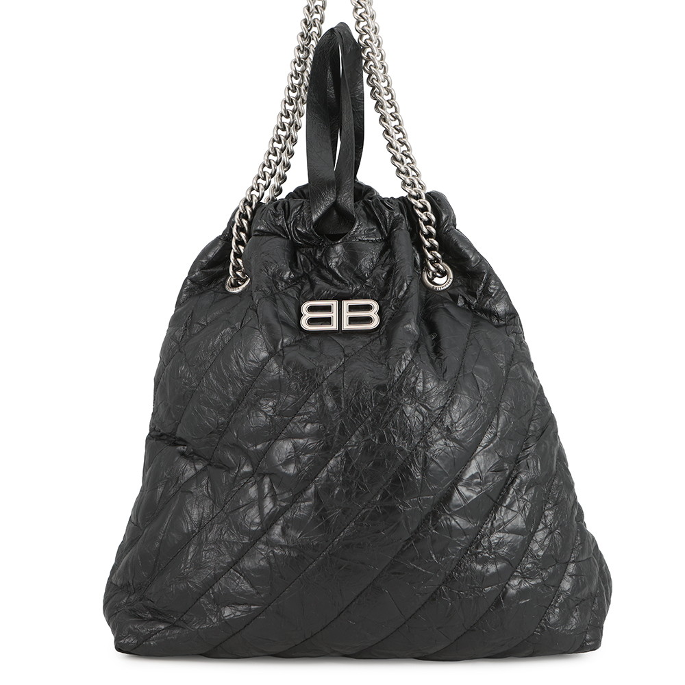バレンシアガ チェーンショルダーバッグ BBロゴ クラッシュ キルテッド クラッシュカーフレザー 742941 BALENCIAGA バッグ 黒 【安心保証】 【中古】 バレンシアガ バッグ BALENCIAGA BAG