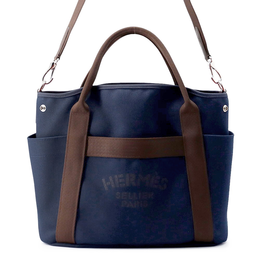 エルメス サックドパンサージュ グルーム SAC DE PANSAGE GROOM ネイビー/フー B刻印 2way 【安心保証】 【中古】 エルメス バッグ エルメス マザーズバッグ HERMES BAG