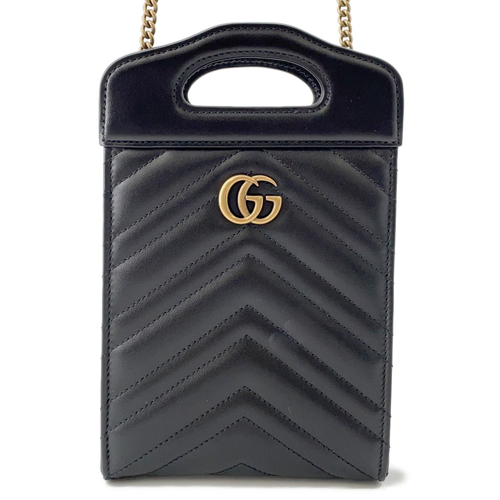 グッチ ショルダーバッグ GGマーモント ミニトップハンドルバッグ レザー 846312 GUCCI バッグ 黒 【中古】 グッチ バッグ GUCCI BAG
