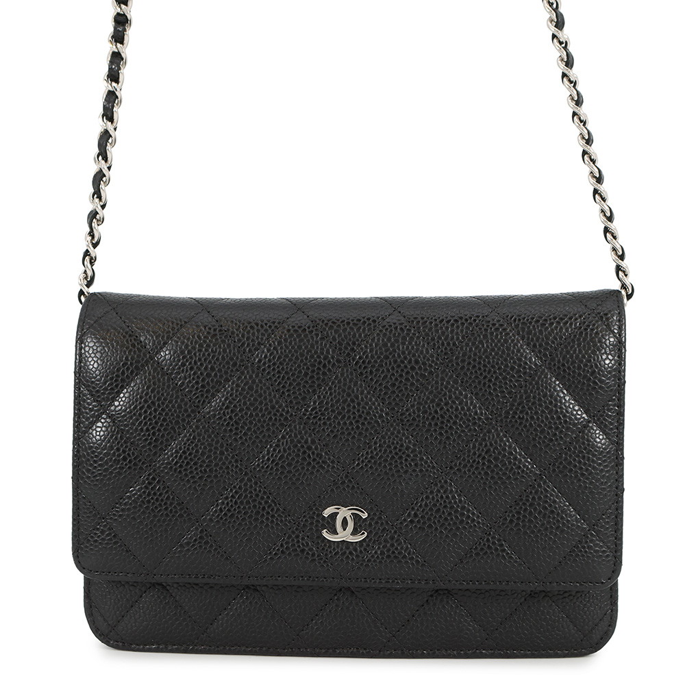 シャネル チェーンウォレット クラシック マトラッセ ココマーク キャビアスキン AP0250 CHANEL 財布 黒 【安心保証】 【中古】 シャネル チェーンウォレット 財布 レディース CHANEL WALLET
