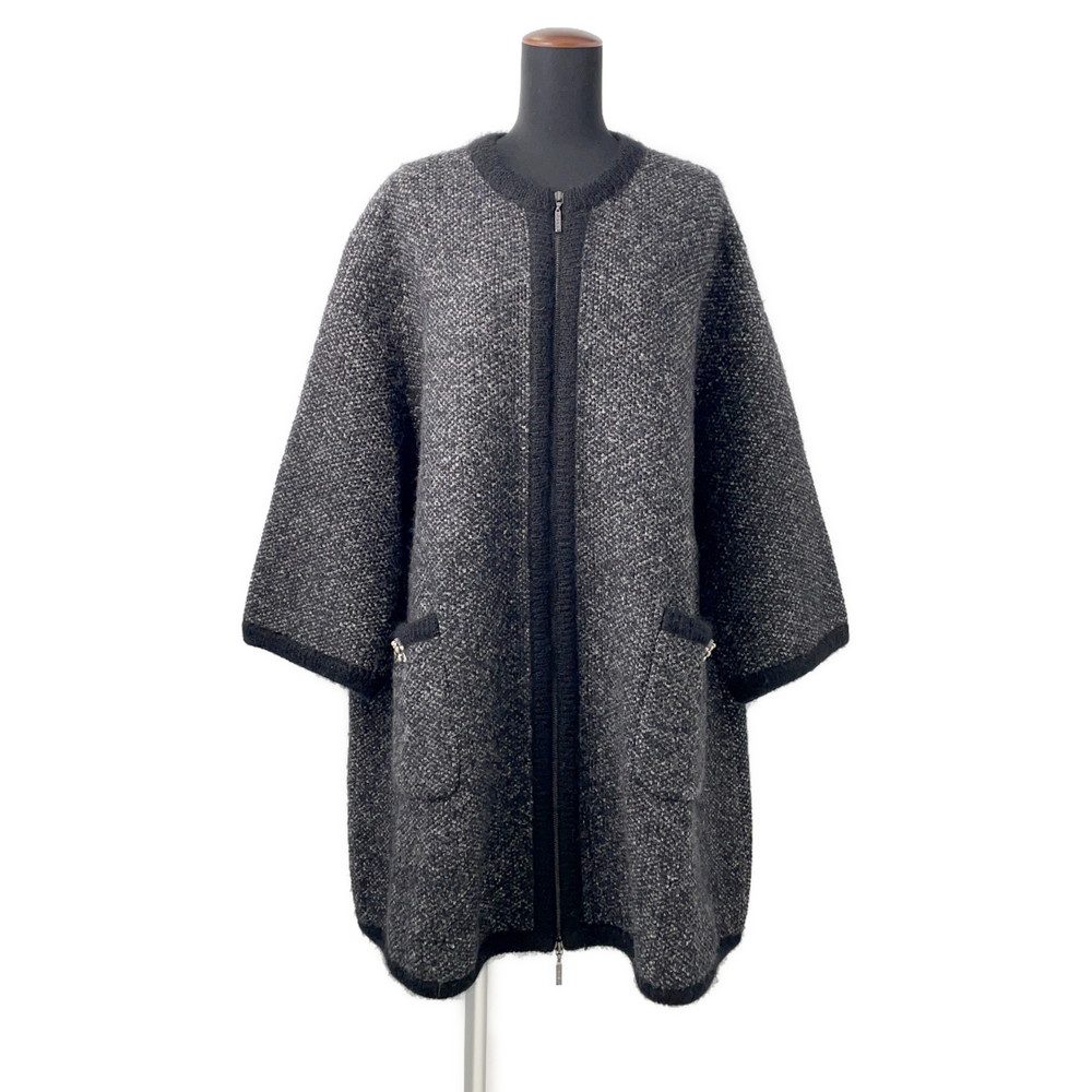 シャネル コート ニットコート アルパカ レディースサイズ36 P50484 CHANEL アウター 黒 【安心保証】 【中古】 シャネル コート レディース CHANEL｜ギャラリーレア店