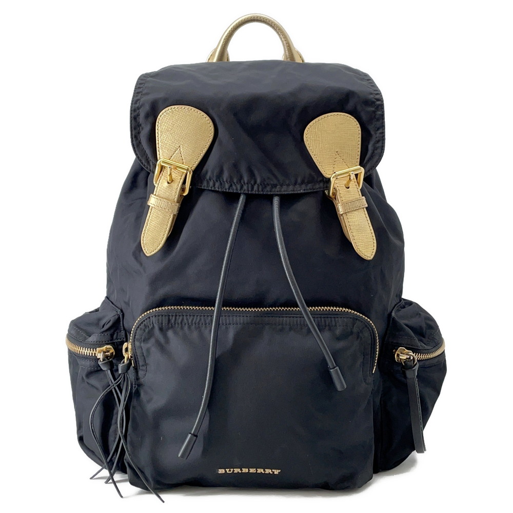 バーバリー リュック ロゴ バックパック ナイロン 4033282 BURBERRY 黒 【安心保証】 【中古】 バーバリー バッグ BURBERRY BAG