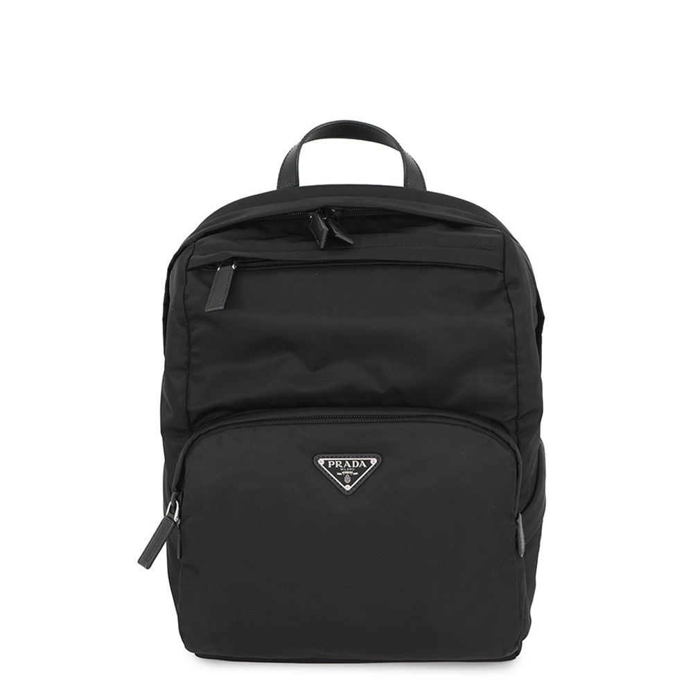プラダ リュック Re-Nylon x サフィアーノ バックパック ナイロン 2VZ104 PRADA バッグ リュックサック 黒 【安心保証】 【中古】 プラダ バッグ PRADA BAG