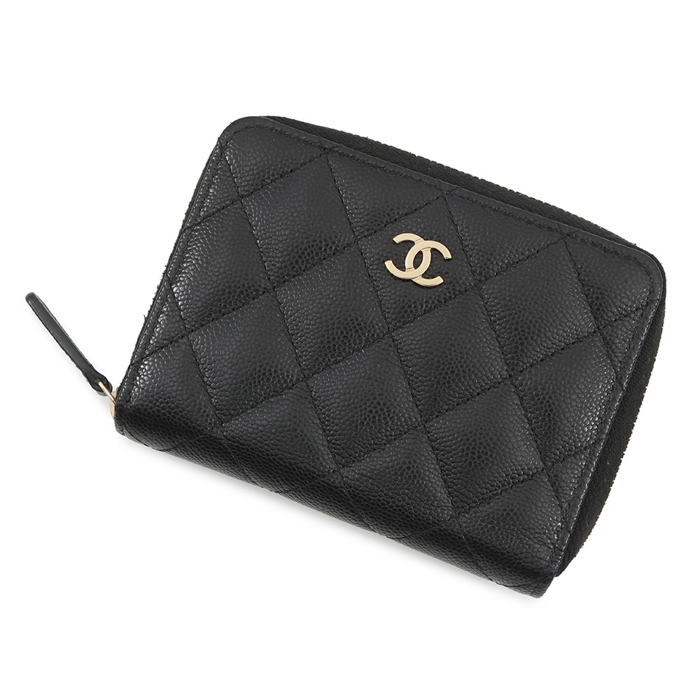 シャネル 二つ折り財布 マトラッセ スモールウォレット ココマーク キャビアスキン AP4652 CHANEL 財布 黒 【安心保証】 【中古】 シャネル 財布 シャネル 二つ折り財布 CHANEL WALLET