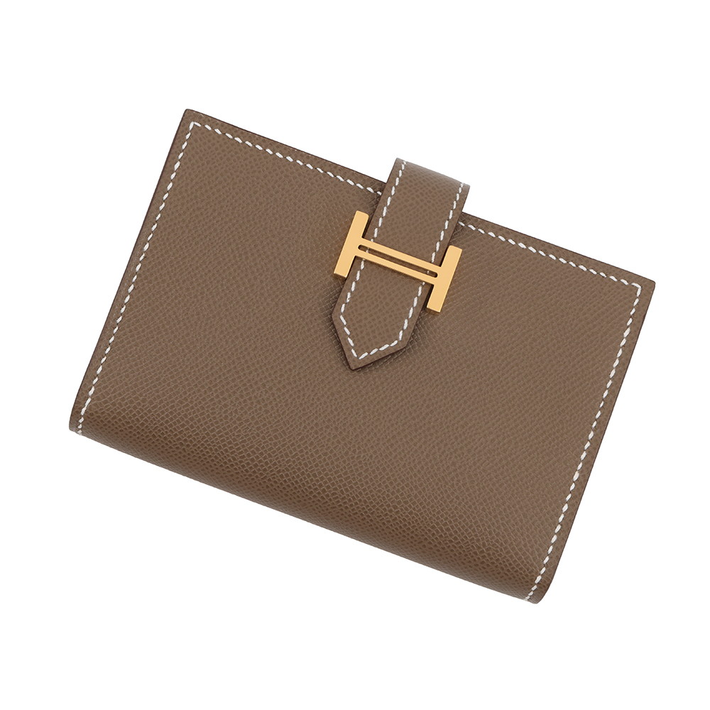 エルメス カードケース ベアン ミニ エトゥープ/ゴールド金具 ヴォーマダム K刻印 HERMES 名刺入れ 【中古】 エルメス 名刺入れ エルメス カード HERMES CARD