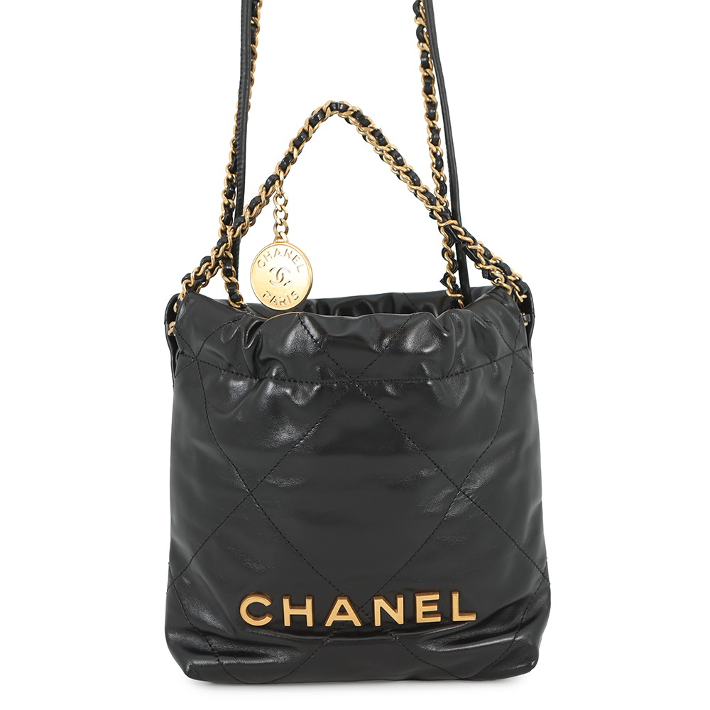 シャネル ハンドバッグ CHANEL 22 ミニ ココマーク シャイニーカーフレザー AS3980 CHANEL 2wayショルダーバッグ 黒 【安心保証】 【中古】 シャネル バッグ レディース CHANEL BAG