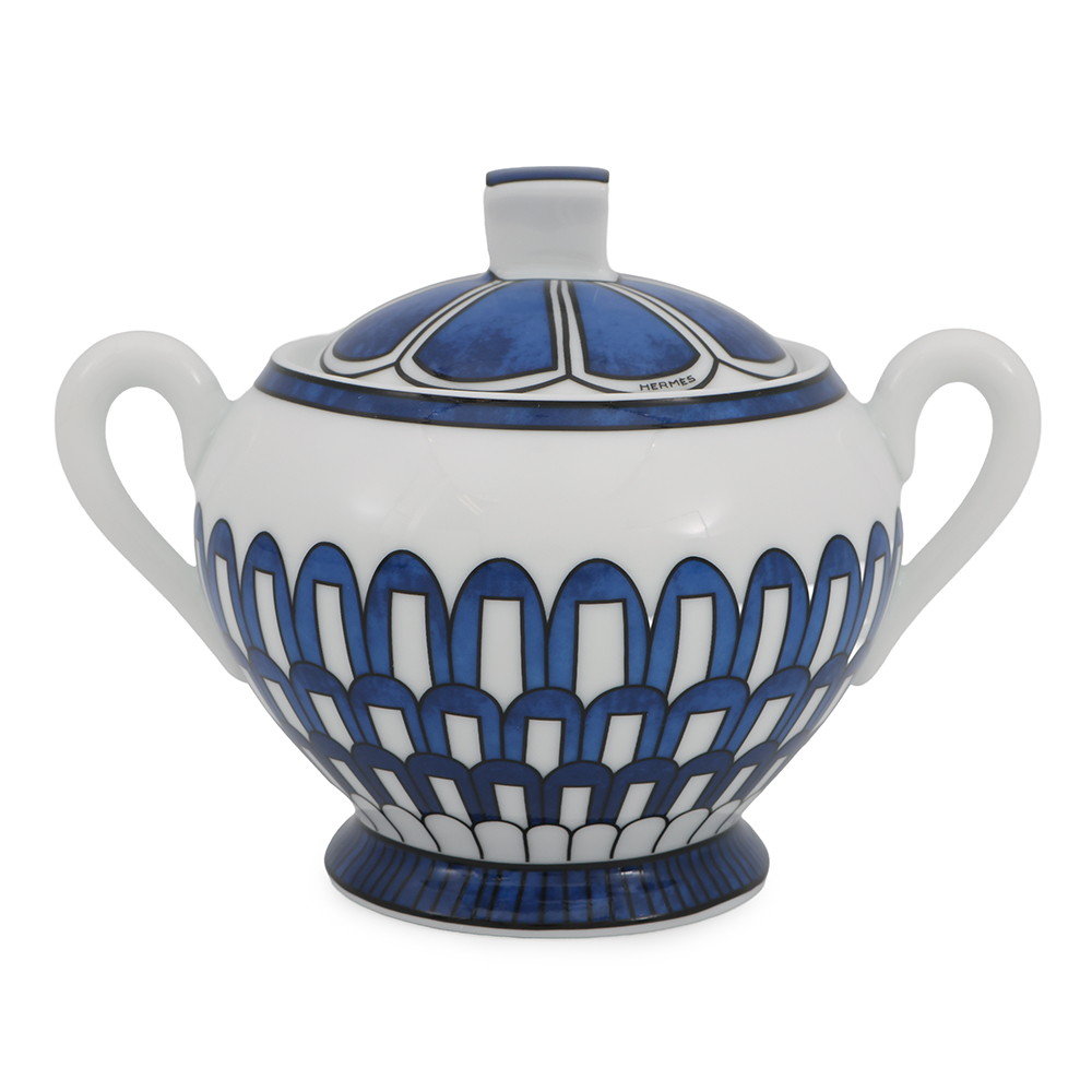 エルメス シュガーポット ブルー ダイユール 陶器 HERMES 砂糖ケース 食器 エルメス 食器 エルメス 壺 HERMES