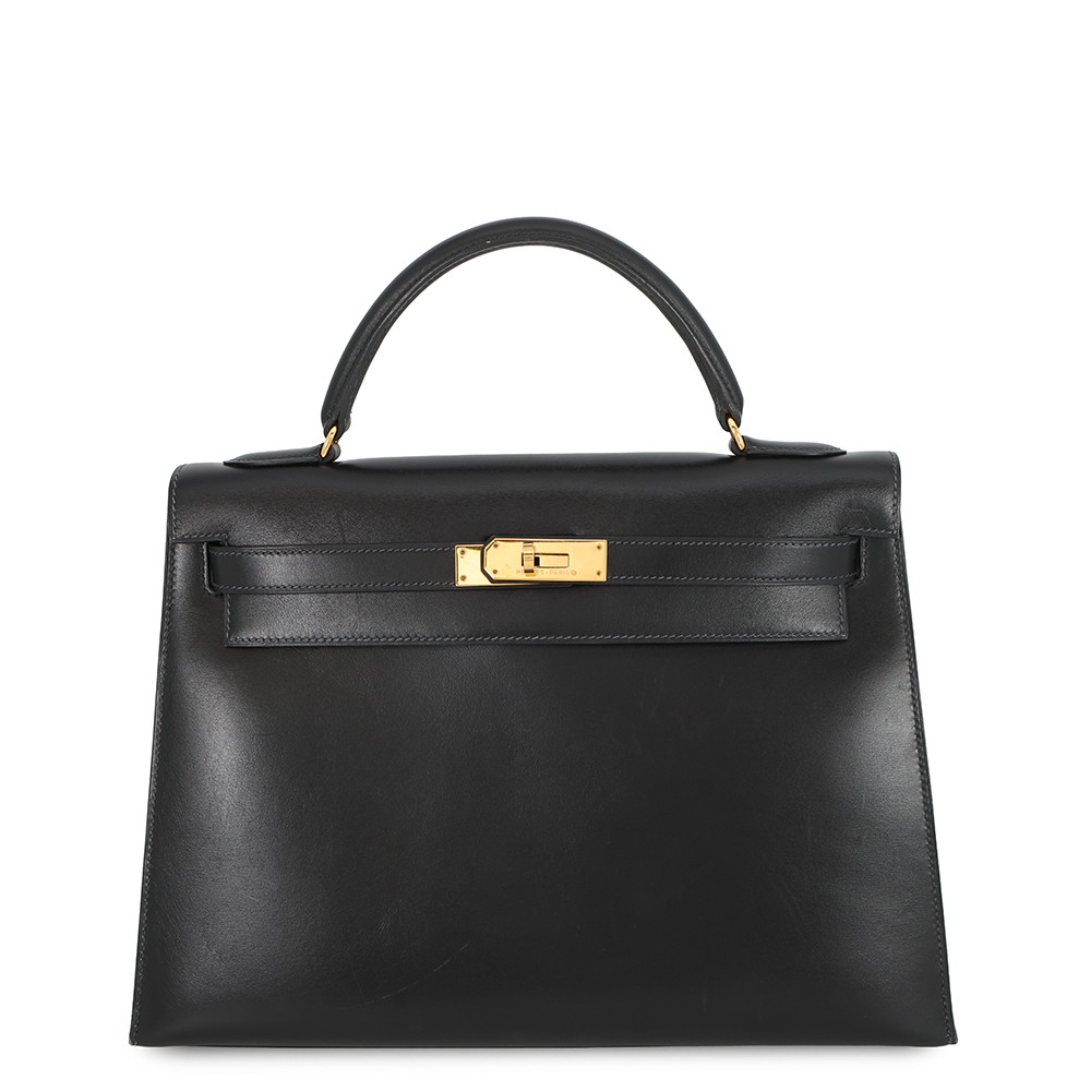 エルメス ハンドバッグ ケリー32 外縫い ブラック/ゴールド金具 ボックスカーフ 〇W刻印 ２wayショルダー 黒 【安心保証】 【中古】 エルメス ケリー エルメス バッグ エルメス レディース HERMES Kelly HERMES BAG