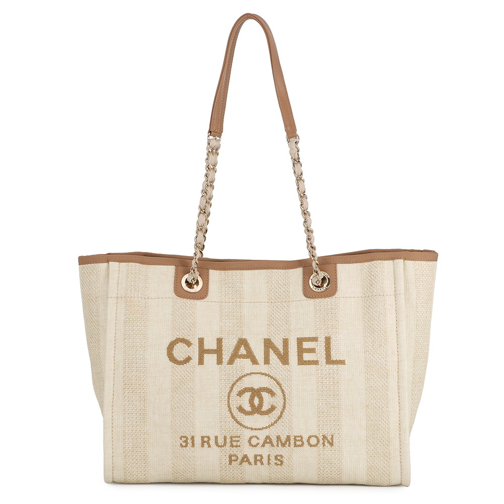 シャネル トートバッグ ドーヴィルライン ミディアム ショッピングバッグ ロゴ ストロー/レザー A67001 CHANEL 【安心保証】 【中古】 シャネル バッグ シャネル レディース CHANEL