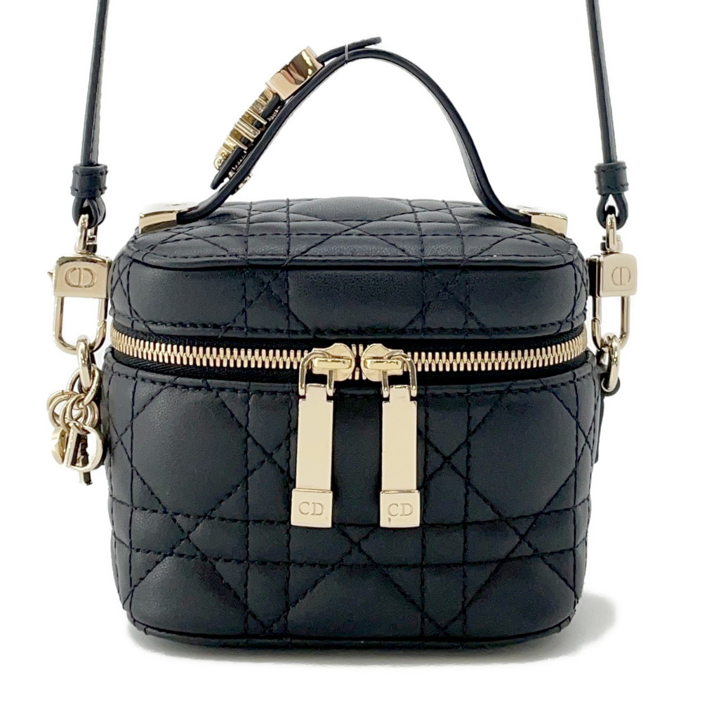 クリスチャン・ディオール ハンドバッグ カナージュ マイクロ バニティバッグ ラムスキン M0505OWEV Christian Dior 2way 黒 【安心保証】 【中古】 クリスチャン・ディオール バッグ レディース Christian Dior BAG