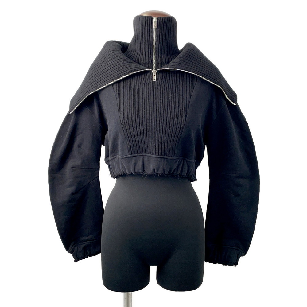 モンク軌跡 編み物 ウィロースミス ハーフジップ J209T8G00005 レディース大きさXS MONCLER 黒 【中古】  モンク軌跡 編み物 レディース MONCLER