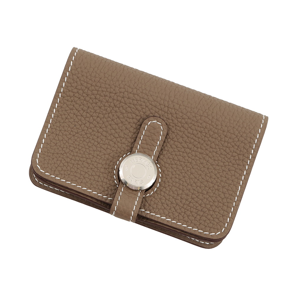 エルメス カードケース ドゴン エトゥープ/シルバー金具 トリヨンクレマンス W刻印 HERMES 名刺入れ 【中古】 エルメス 名刺入れ エルメス カード HERMES CARD