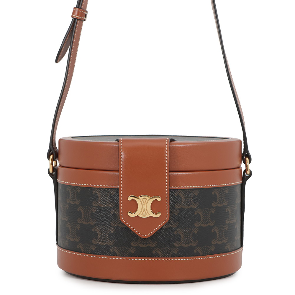 セリーヌ ショルダーバッグ トリオンフ タンブール ミディアム PVC レザー 195192 CELINE ブラウン 【安心保証】 【中古】 セリーヌ バッグ レディース CELINE BAG
