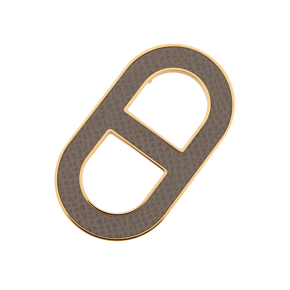 エルメス ブローチ シェーヌダンクル エタン/シルバー金具 エプソン HERMES アクセサリー 【中古】 エルメス アクセサリー エルメス HERMES BROACH｜ギャラリーレア店