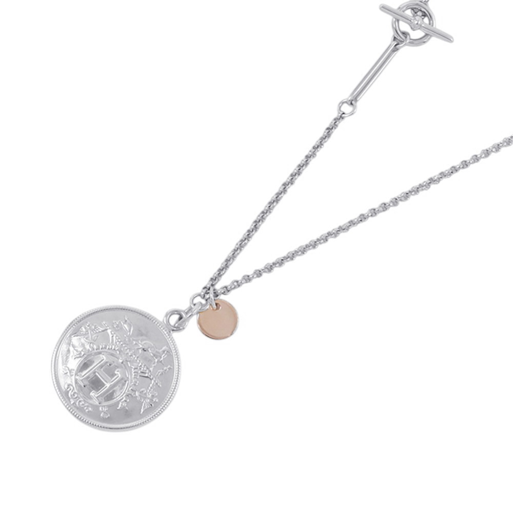 エルメス ネックレス エクスリブリスMM SV925シルバー/K18PGピンクゴールド HERMES ジュエリー 【安心保証】 【中古】 エルメス ネックレス HERMES 中古
