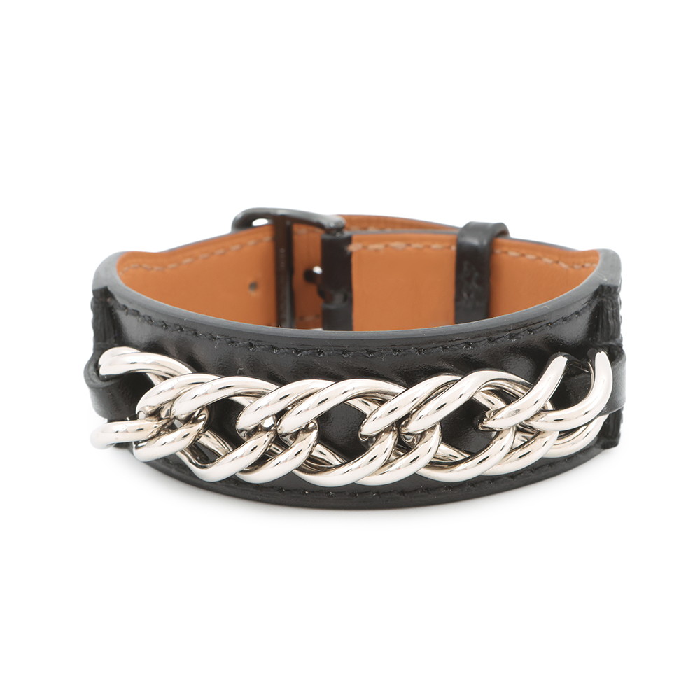 エルメス ブレスレット レニー ブラック/ブラック金具/シルバー金具 ボックスカーフ K刻印 HERMES サイズT4 黒 【中古】 エルメス ブレスレット HERMES BRACELET 84,205円
