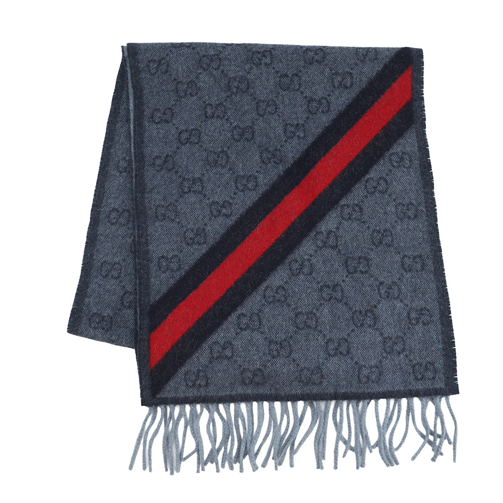 グッチ えり巻き ウェビングライン 羊毛 アルパカ 570603 GUCCI 袈裟 メンズ 【安全性のある引き受ける】 【中古】 グッチ えり巻き GUCCI