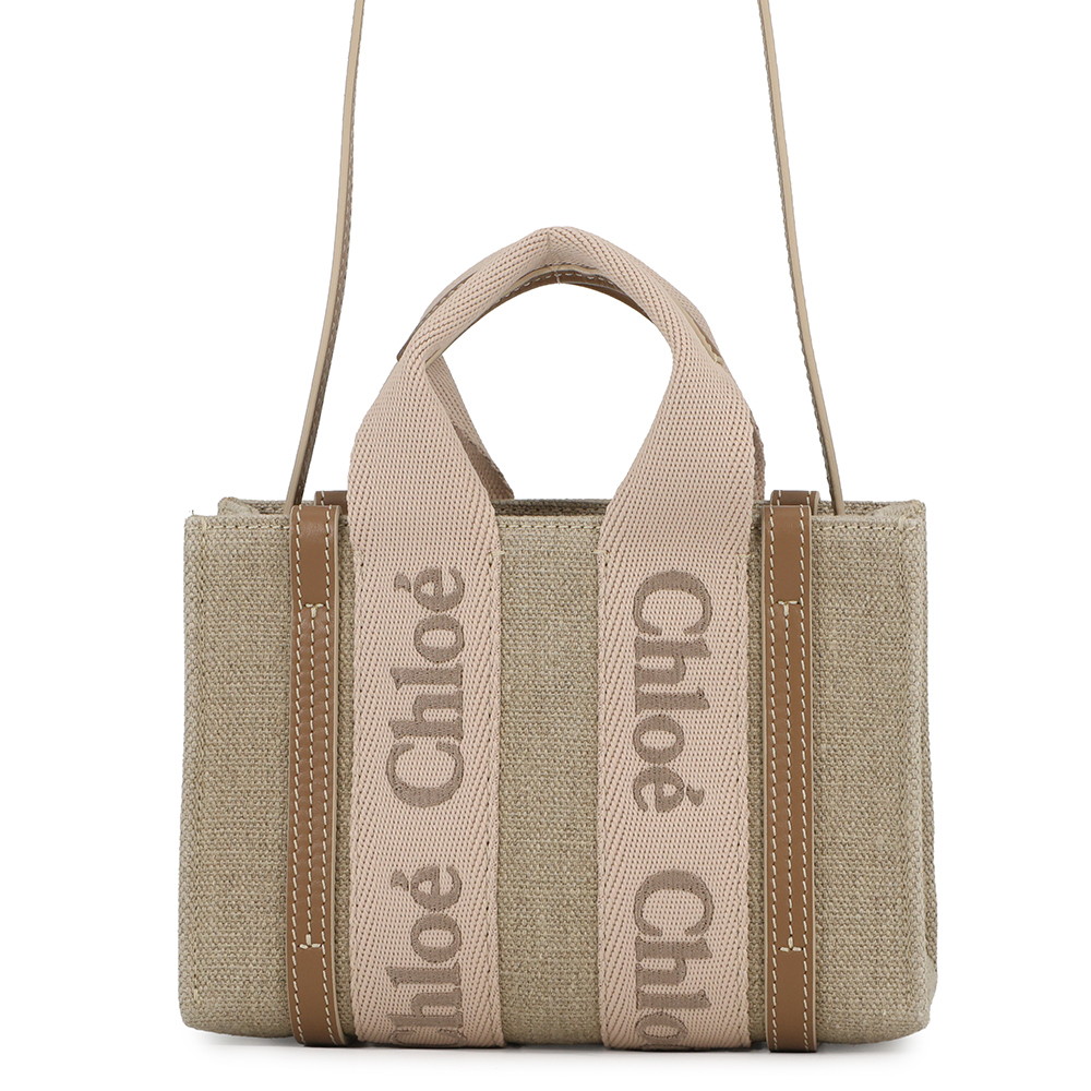 クロエ ハンドバッグ ウッディ トート ミニ キャンバス/シャイニーカーフレザー CHC24UP237L1726Y Chloe 2way 【安心保証】 【中古】 クロエ バッグ レディース Chloe BAG