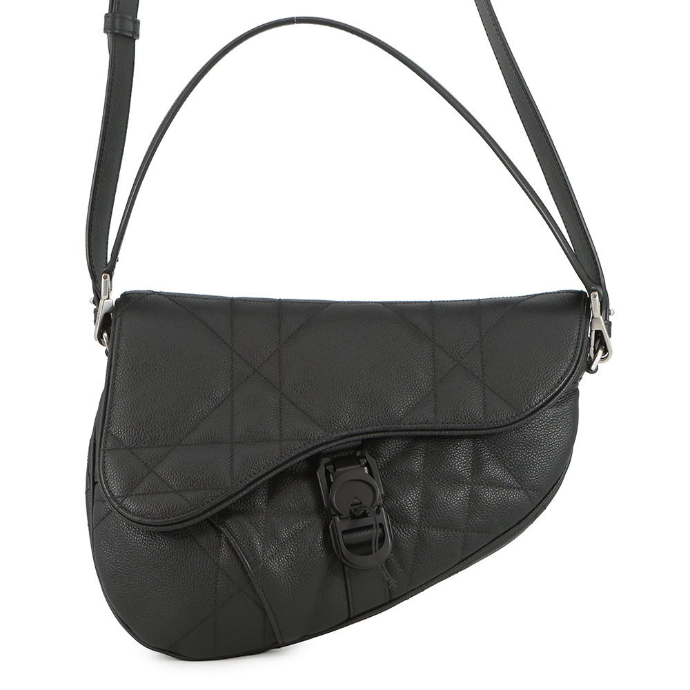クリスチャン・ディオール ハンドバッグ マキシカナージュ サドル ツインバッグ 1ADPO306MNE Christian Dior 2way 黒 【安心保証】 【中古】 クリスチャン・ディオール バッグ Christian Dior BAG 185,250円