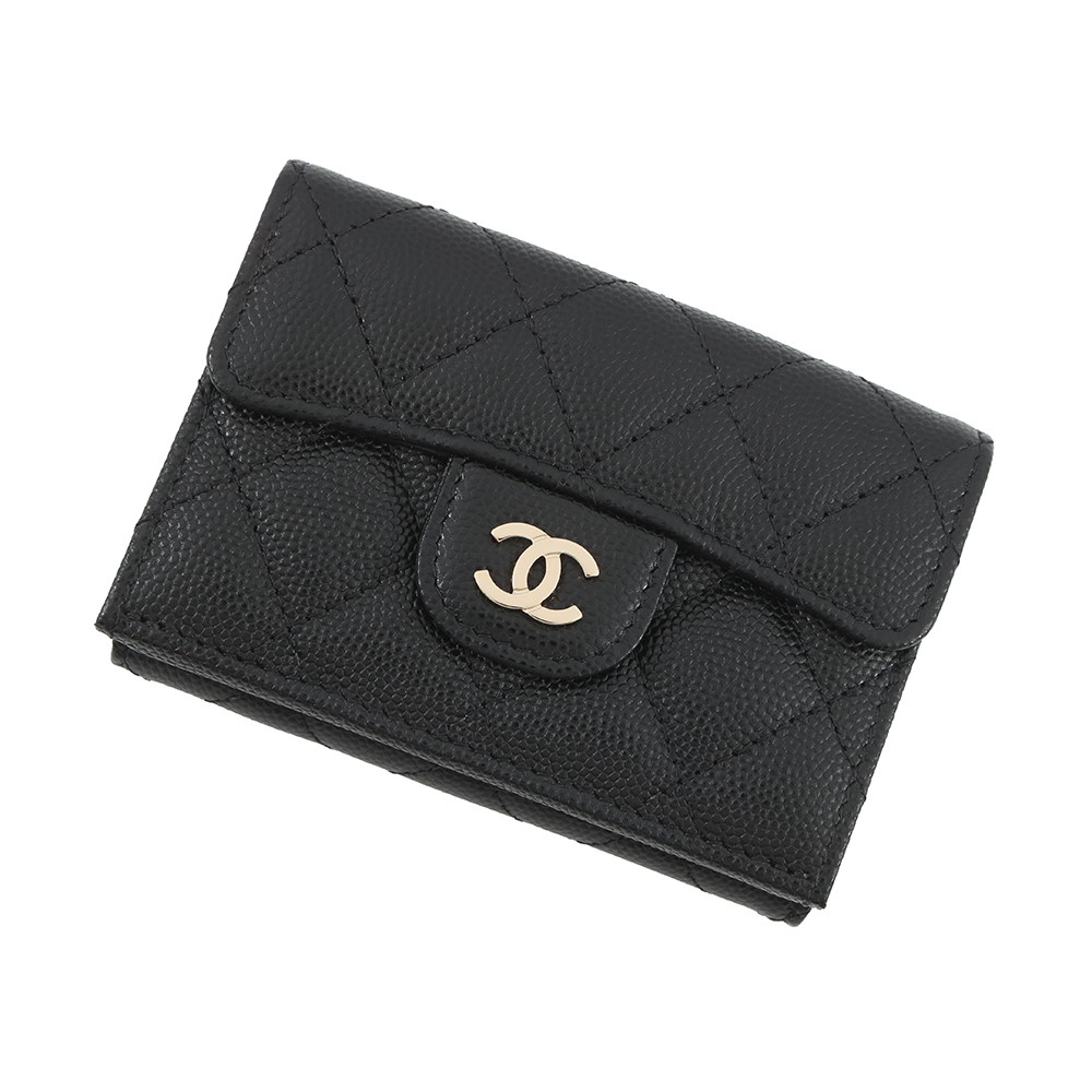 シャネル 三つ折り財布 マトラッセ ココマーク クラシック スモール フラップ ウォレット キャビアスキン AP0230 CHANEL 財布 黒 【中古】 シャネル 三つ折り財布 財布 シャネル レディース CHANEL WALLET