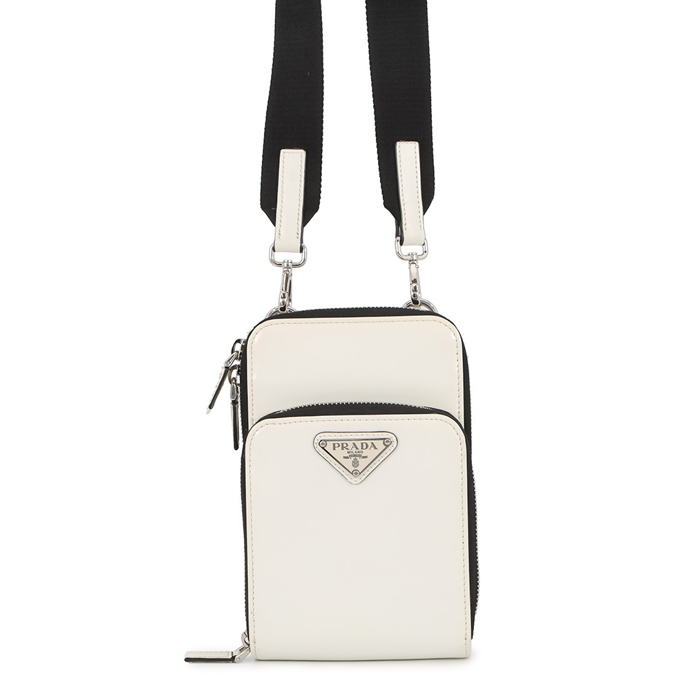 プラダ ショルダーバッグ ３角形 スマホショルダー サフィアーノ 2ZH126 PRADA 白 【楽になること引きうける】 【中古】 プラダ 御徒面子 プラダ PRADA BAG