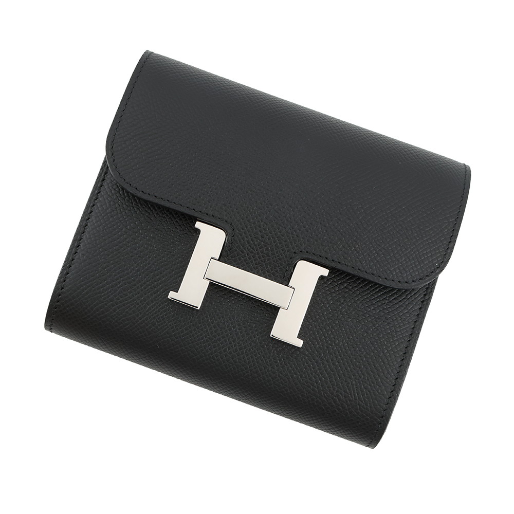エルメス 財布 コンスタンス コンパクト ブラック/シルバー金具 エプソン □N刻印 HERMES 財布 黒 【安心保証】 【中古】 エルメス 財布 エルメス HERMES WALLET 133,500円