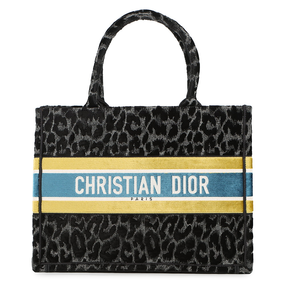 クリスチャン・ディオール トートバッグ ブックトート レオパード ミディアム M1296ZTGT Christian Dior 黒 【安心保証】 【中古】  クリスチャン・ディオール バッグ レディース Christian Dior BAG