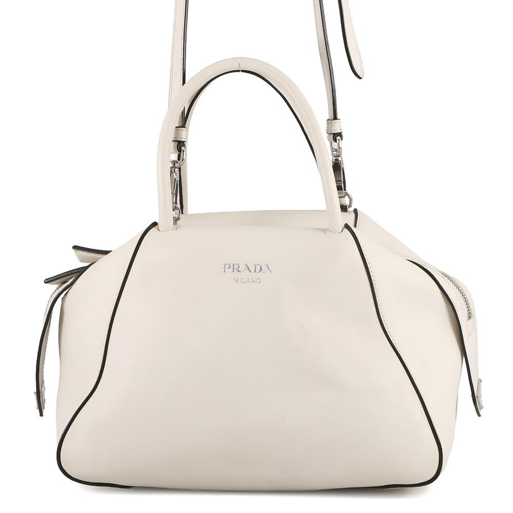 プラダ ハンドバック 百貨店ノヴァ 並み並み なめし革1BA365 PRADA ２way肩先 白 【安全性のある引き受ける】 【中古】 プラダ 御徒面子 プラダ PRADA BAG