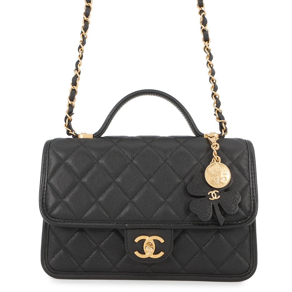 シャネル チェーンショルダーバッグ マトラッセ ココマーク トップハンドル キャビアスキンAS3653 CHANEL 黒 【中古】 シャネル バッグ レディース CHANEL BAG