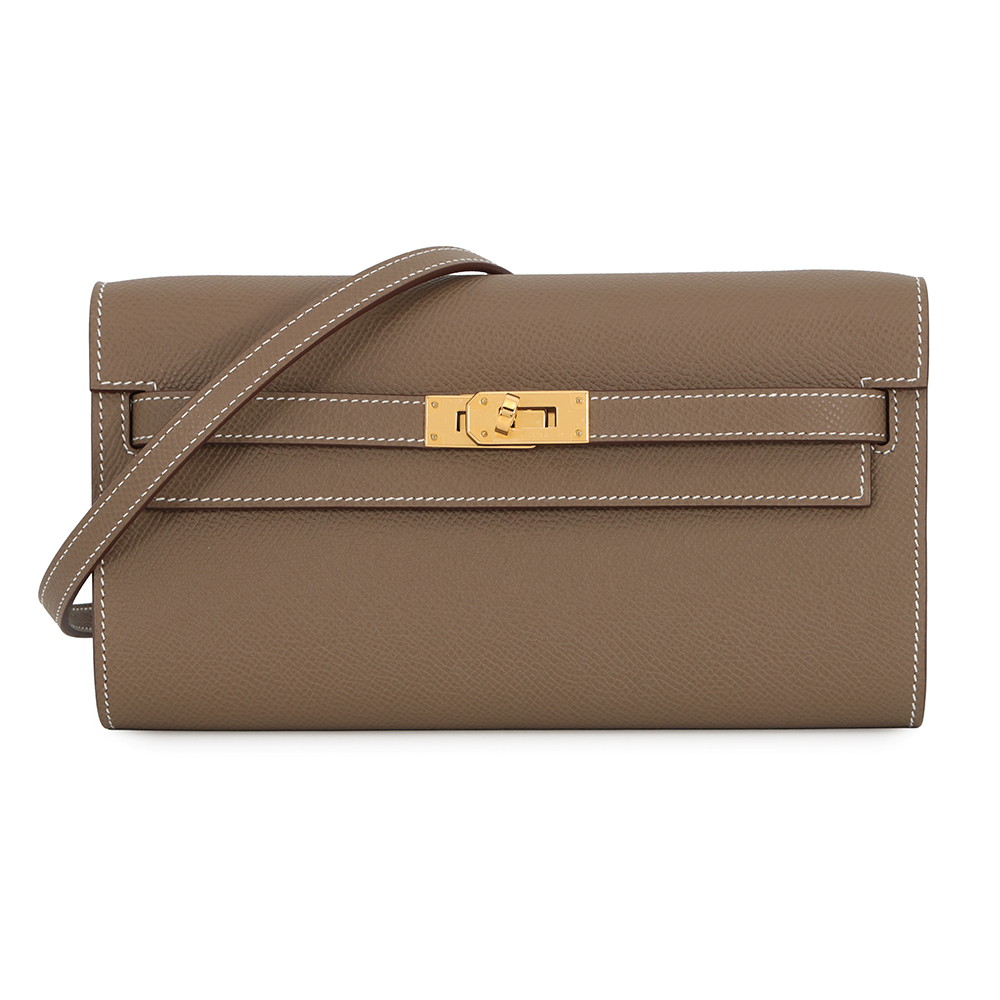 エルメス ケリーウォレット ロング トゥーゴー エトゥープ/ゴールド金具 エプソン K刻印 財布 【中古】 エルメス 財布 エルメス ショルダーウォレット HERMES WALLET