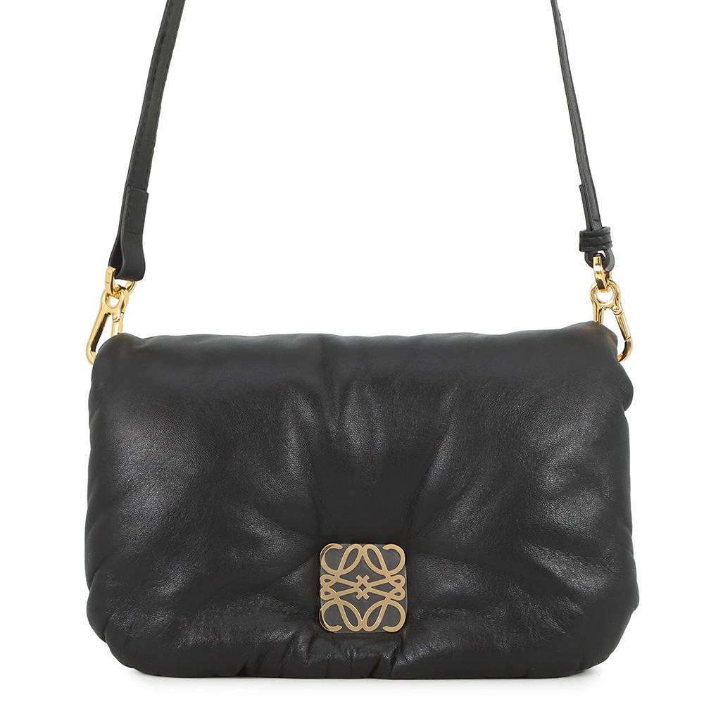 ロエベ ショルダーバッグ ゴヤ パファー ミニ シャイニーナパラムスキン A896W56X01 LOEWE 黒 【安心保証】 【中古】 ロエベ バッグ LOEWE BAG｜ギャラリーレア店
