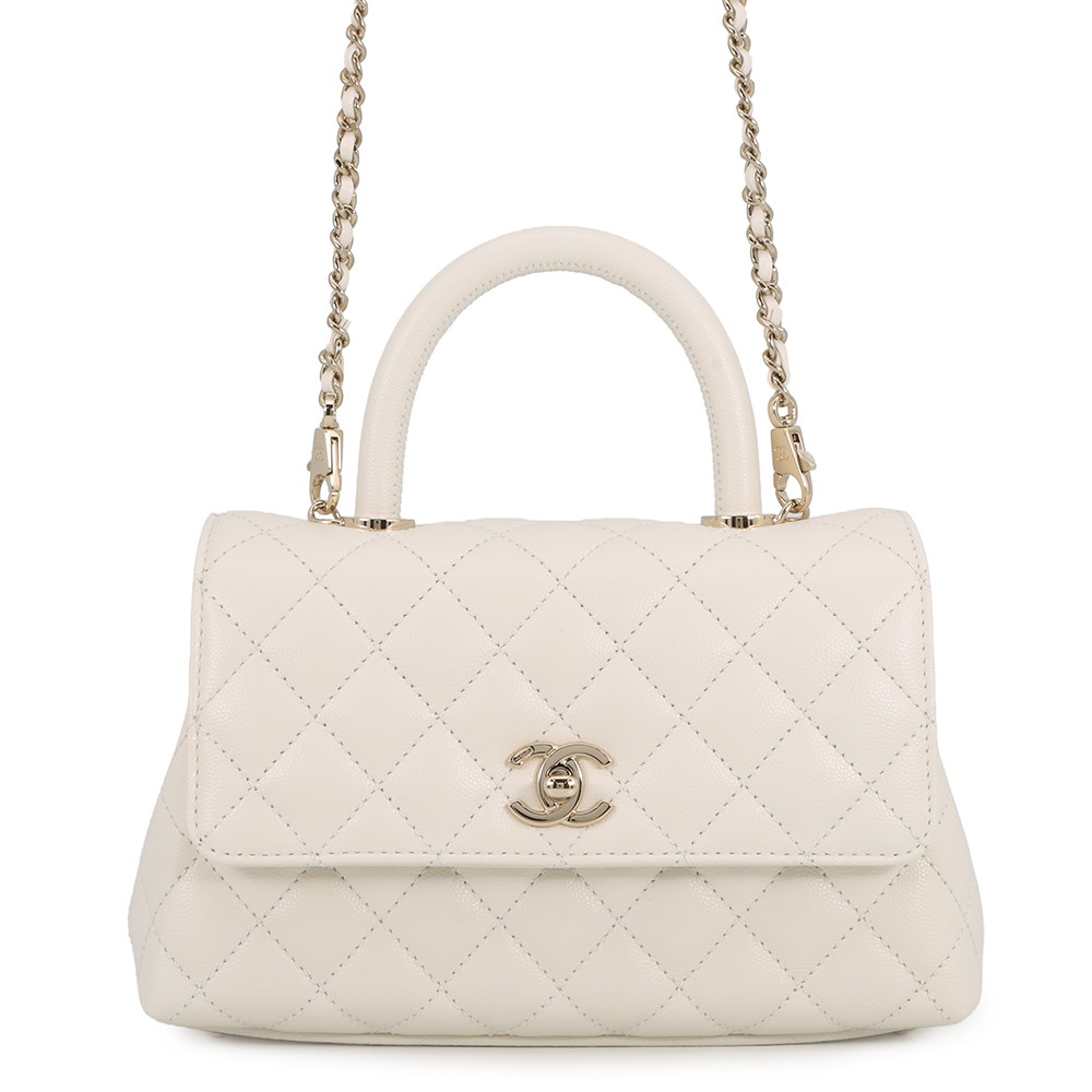 シャネル ハンドバッグ マトラッセ ココマーク ココハンドル キャビアスキン A92990 CHANEL 2wayショルダー 白 シャネル マトラッセ バッグ シャネル レディース CHANEL