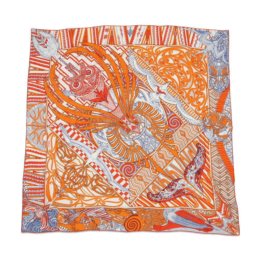 エルメス スカーフ カレ140 カレジェアン カワ・オラ KAWA ORA カシミヤ シルク HERMES スカーフ ショール 【中古】 エルメス ストール カレ HERMES SCARF
