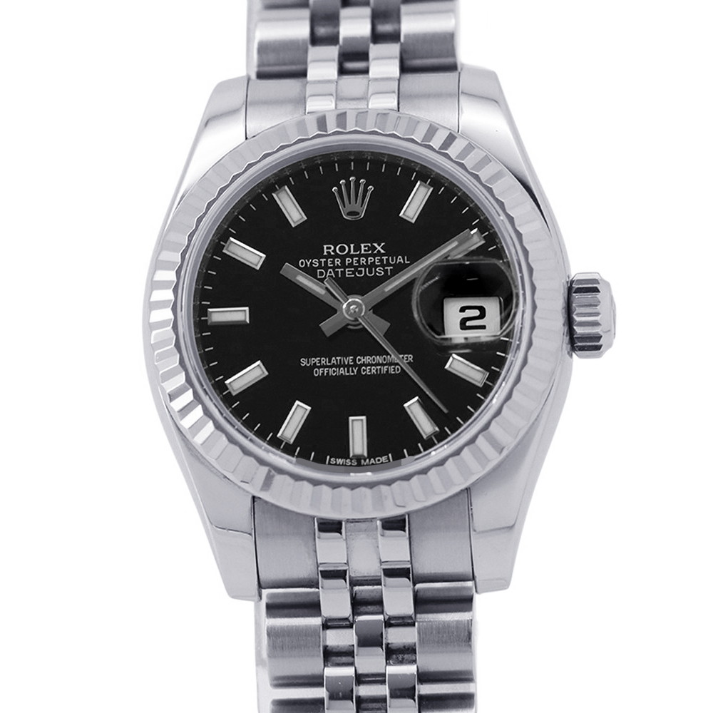 ロレックス デイトジャスト ランダムシリアル ルーレット 179174 ROLEX 腕時計 ウォッチ 黒文字盤 【安心保証】 【中古】 ロレックス デイトジャスト ROLEX ロレックス 中古|ギャラリーレア店