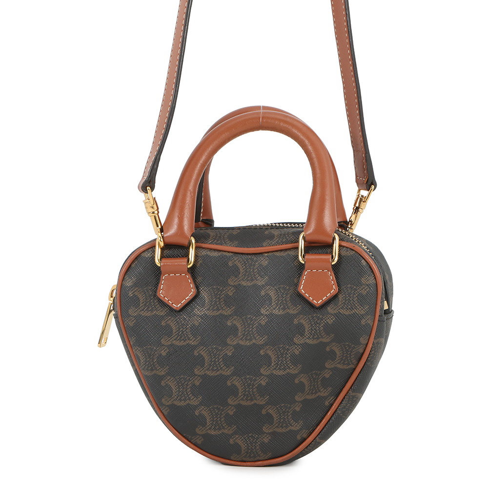 セリーヌ ハンドバッグ トリオンフ ハート PVC/レザー 198222 CELINE 2wayショルダーバッグ ブラウン 【安心保証】 【中古】 セリーヌ バッグ CELINE BAG