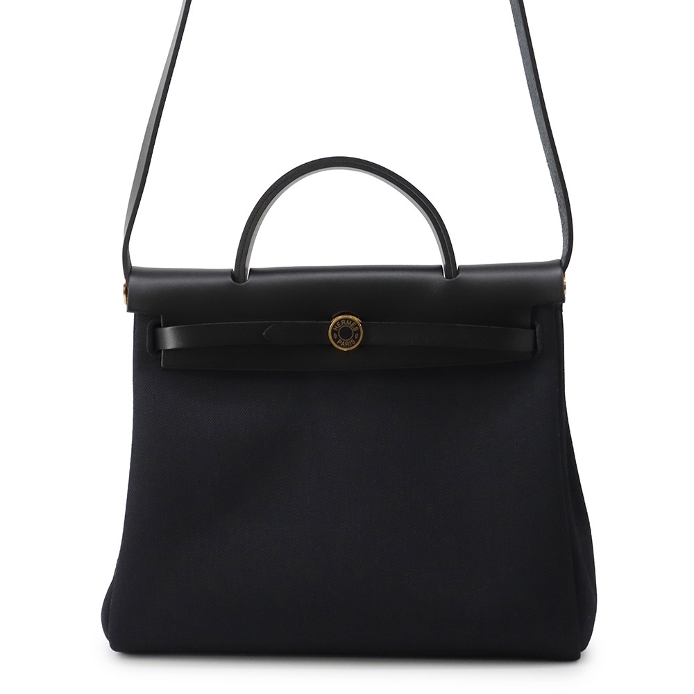 エルメス エールバッグジップPM ルトゥルネ ブラック/ゴールド金具/ラッカー金具 トワルミリタリー/ヴァッシュハンター W刻印 ２way 黒 【安心保証】 【中古】 エルメス バッグ エルメス HERMES BAG