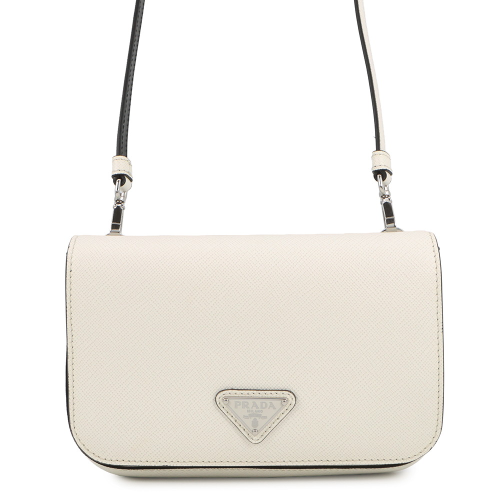 プラダ ショルダーバッグ サフィアーノ 三角形ロゴタイプ なめし革 2VD061 PRADA 白 【楽になること引き請ける】 【中古】  プラダ 御徒面子 レディース PRADA BAG
