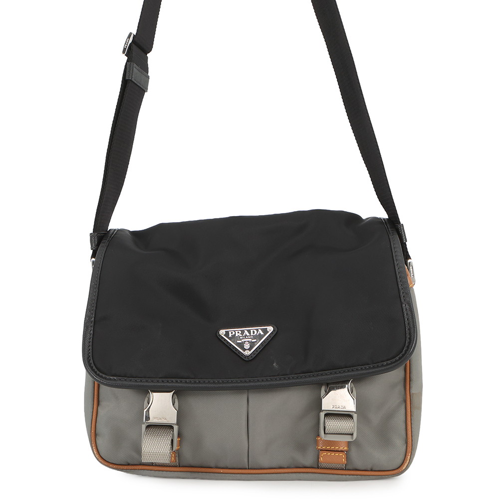 プラダ ショルダーバッグ ３角形ロゴタイプ ナイロン なめし革 2VD769 PRADA 黒 【楽になること引きうける】 【中古】 プラダ 御徒面子 PRADA BAG
