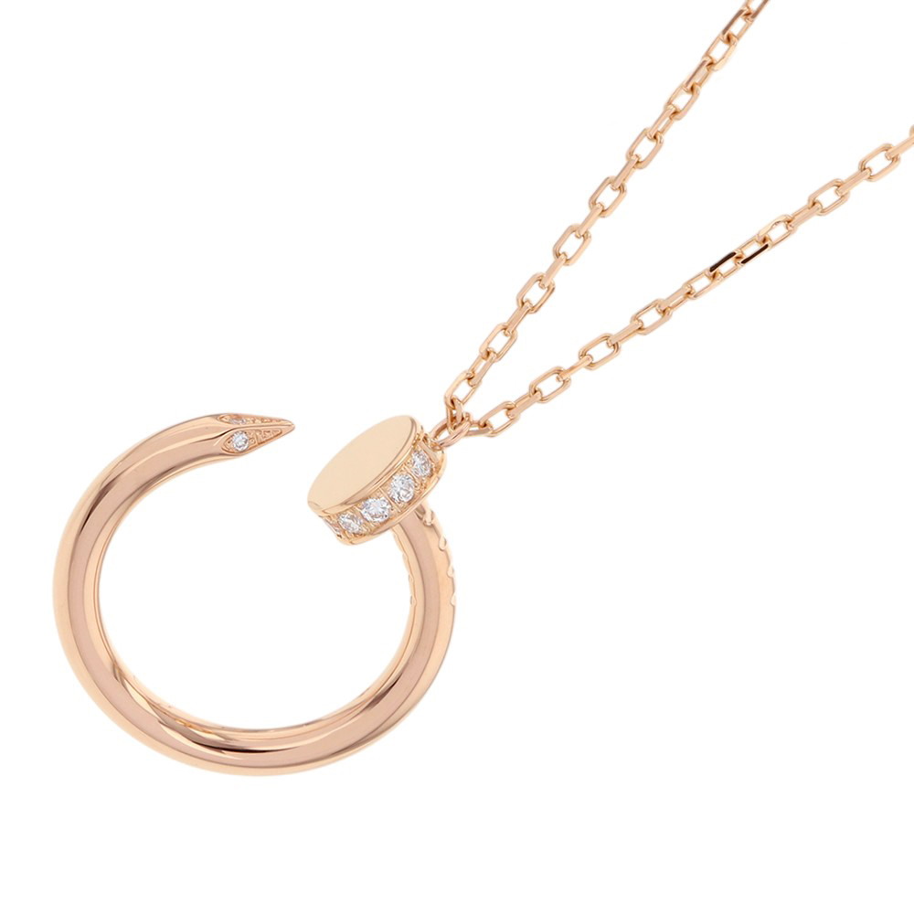 カルティエ ネックレス ジュスト アン クル ペンダント ダイヤモンド 14P 計0.12ct K18PGピンクゴールド B7224887 Cartier 【安心保証】 【中古】 カルティエ ジュスト アンクル ダイヤモンド Cartier 中古｜ギャラリーレア店