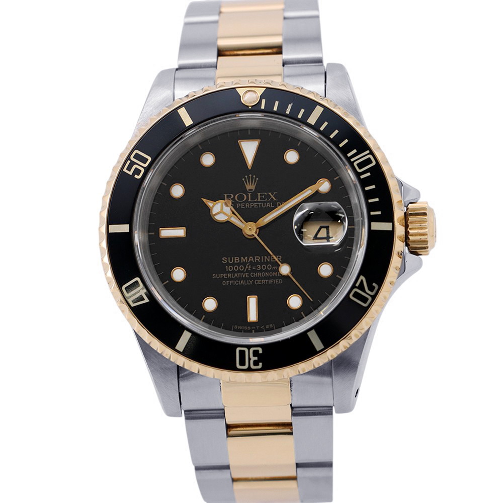 ロレックス サブマリーナ デイト コンビ S番 SS/K18YG 16613 ROLEX 腕時計 黒文字盤 【安心保証】 【中古】 ロレックス サブマリーナ ROLEX ロレックス 中古|ギャラリーレア店