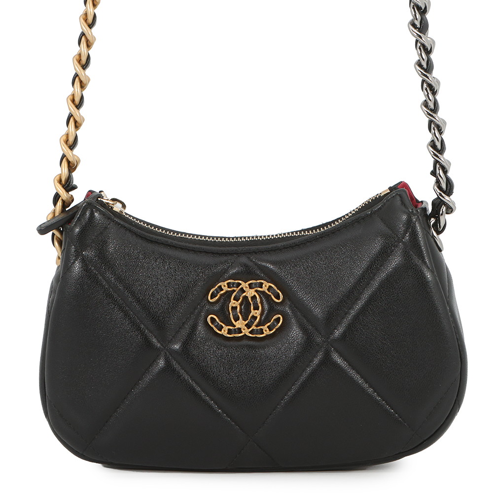 シャネル チェーンショルダーバッグ シャネル19 マトラッセ スモール ホーボー ラムスキン AP3676 CHANEL 黒 【安心保証】 【中古】 シャネル バッグ レディース CHANEL BAG|ギャラリーレア店