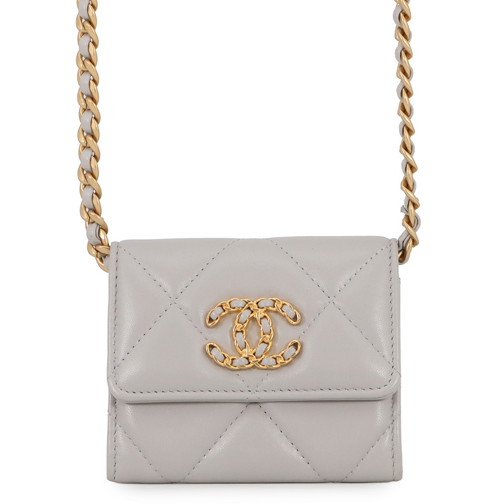 シャネル チェーンウォレット CHANEL19 フラップコンパクト コインパース ラムスキン AP1787 CHANEL 財布 小銭入れ 【安心保証】 【中古】 シャネル チェーンウォレット レディース CHANEL WALLET｜ギャラリーレア店