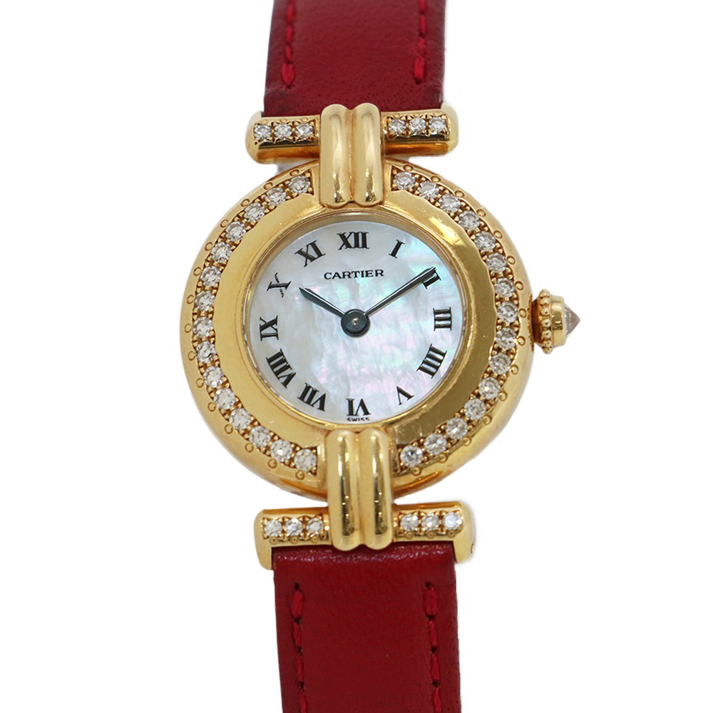 カルティエ マストコリゼ SM ダイヤベゼル 8057911 Cartier 腕時計 ホワイトシェル文字盤 【安心保証】 【中古】 カルティエ マストコリゼ Cartier カルティエ 中古|ギャラリーレア店