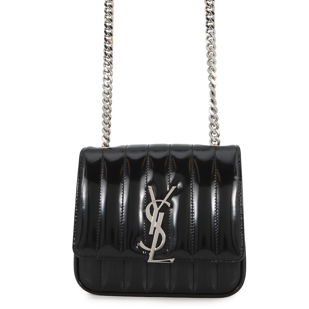 サンローランパリ チェーンショルダーバッグ ヴィッキー スモール パテントレザー 538439 SAINT LAURENT PARIS 黒 【安心保証】 【中古】 サンローランパリ バッグ SAINT LAURENT PARIS BAG|ギャラリーレア店