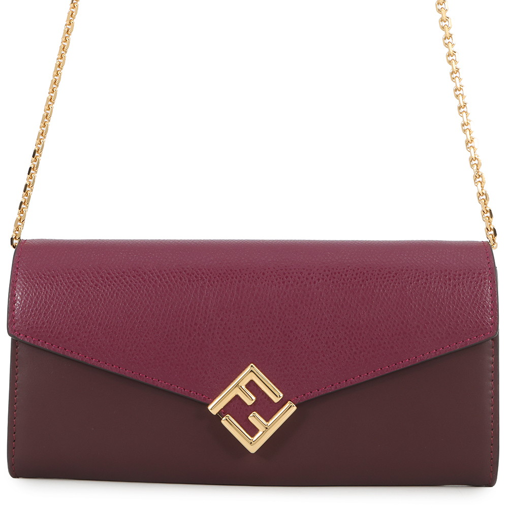 フェンディ チェーンウォレット FFダイヤモンド バイカラー レザー BM0365 FENDI 財布 長財布 【安心保証】 【中古】 フェンディ チェーンウォレット 財布 FENDI｜ギャラリーレア店