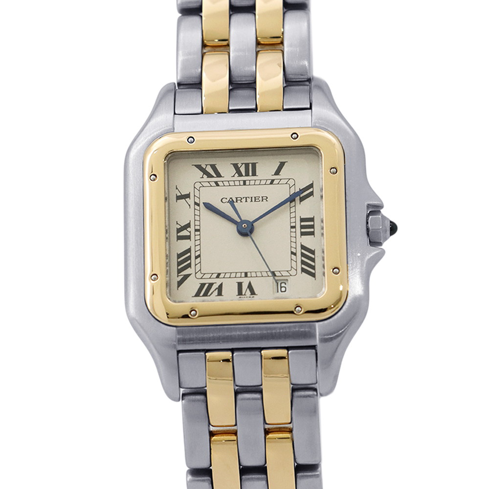 カルティエ パンテールMM 2ロウ W25028B6 Cartier 腕時計 アイボリー文字盤 クォーツ 【安心保証】 【中古】 カルティエ パンテール Cartier カルティエ 中古|ギャラリーレア店
