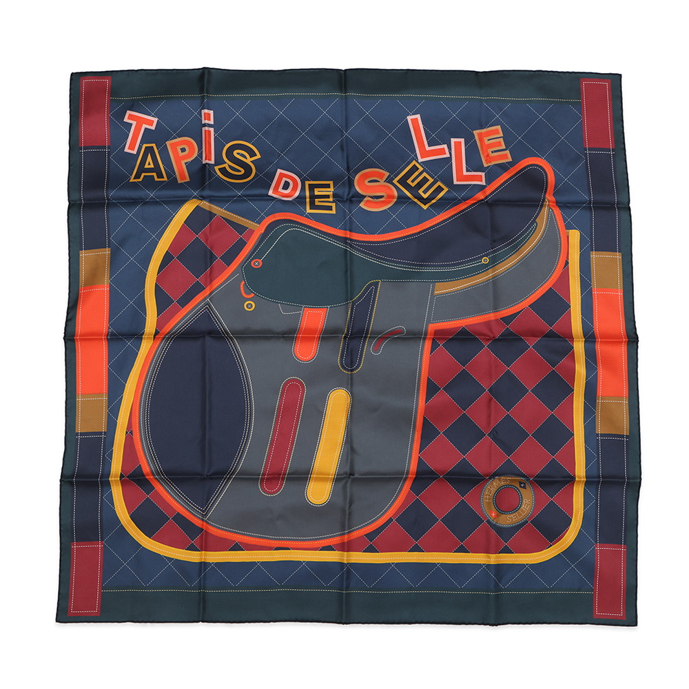 エルメス えり巻き カレ90 ダブル人間の顔 鞍下ゼッケン TAPIS de Selle 地絹 HERMES 2023年秋冬 【中古】 エルメス えり巻き エルメス カレ HERMES SCARF